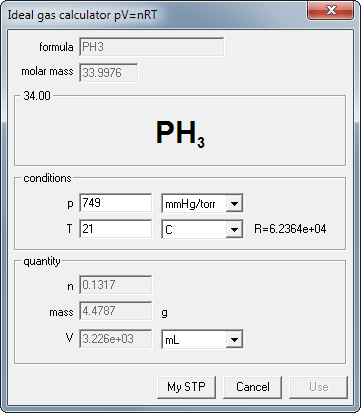 EBAS - ideal gas calculator