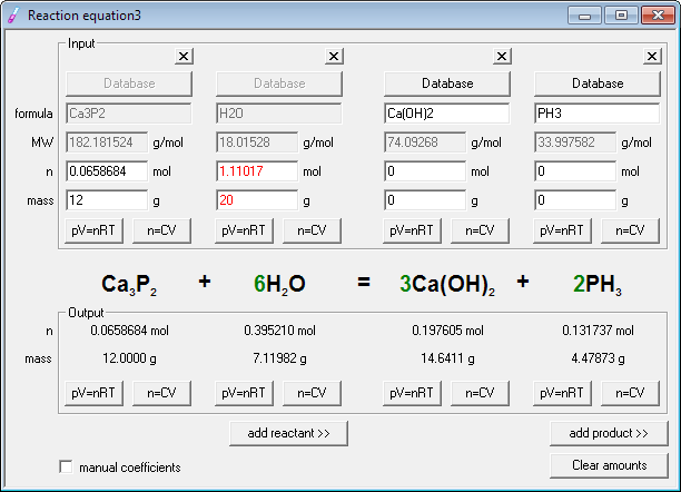 balancing out chemical equations calculator
