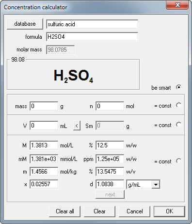 Concentration Conversions Using CASC Converting Molarity To Percent   CASCconcalc2 